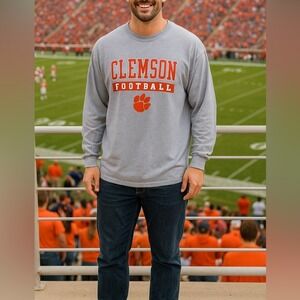 Champion Men's Heathered Gray Clemson Tigers Football Long Sleeve T-Shirt